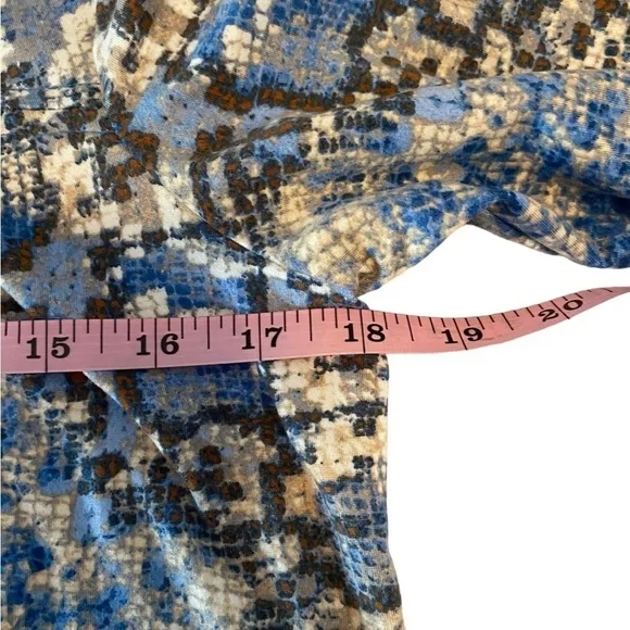 RUBY Rd Petite Small Business Casual Top Blue Brown Cream - Picture 6 of 9